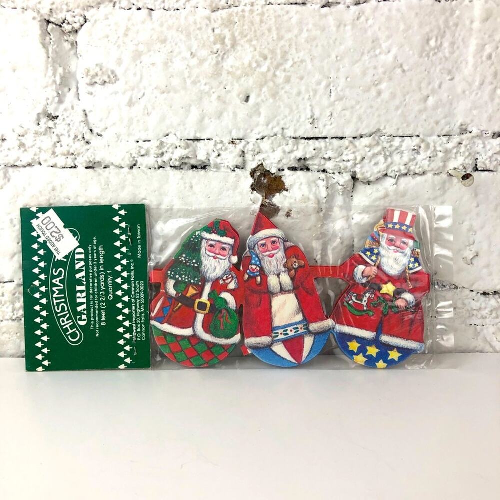 Vintage Santa Ornament Paper Garland